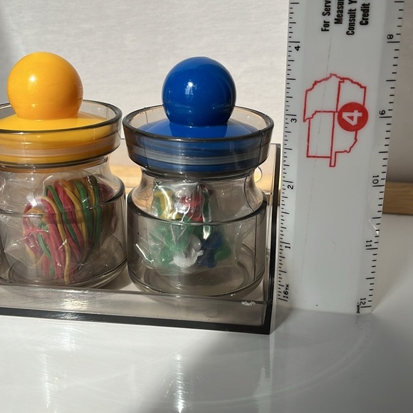 Vintage Hong Kong Desk Accessories Jar Set 1980s Stationery Storage - Picture 11 of 12